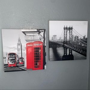 Wall Frame Brooklyn Bridge and London Bus